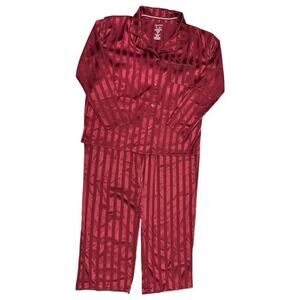 Jaclyn New York Medium Pajama Set 2-Piece Burgundy Red Striped Christmas Holiday